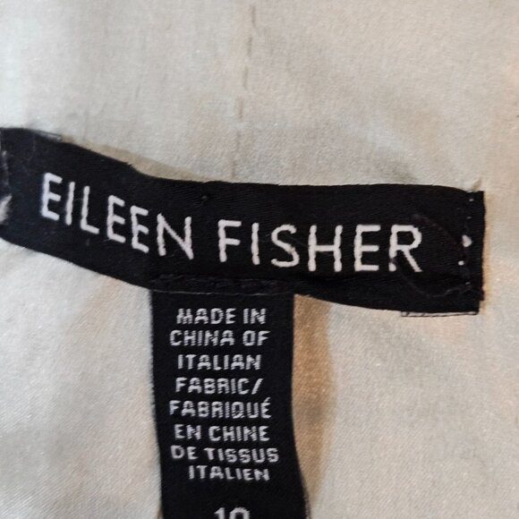 Eileen Fisher Long Bone Jacket Open Front Italian Fabric Size 10 Silk Blend - Picture 5 of 8
